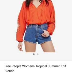 Free People Orange hoodie blouse